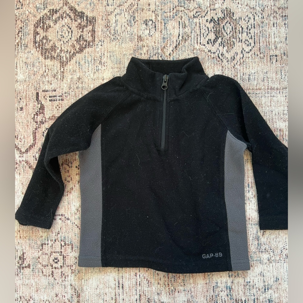 GAP Kids Black and Gray Quarter-Zip Sweatshirt Fleece